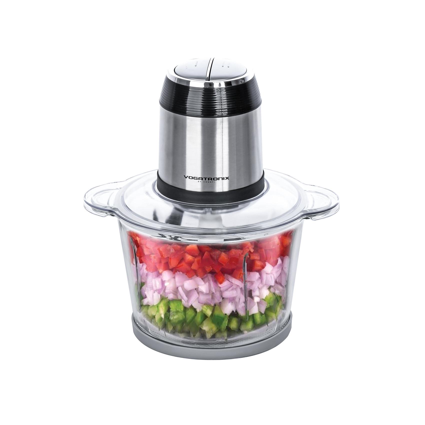 FOOD CHOPPER 500W | 3L LARGE GLASS BOWL | STAINLESS STEEL HOUSING | 6 BLADES | CHOPP - MINCE -CRUSH - GRIND | 2 SPEED | EXTRA GARLIC PEELER | OVER HEAT PROTCTION VE-193