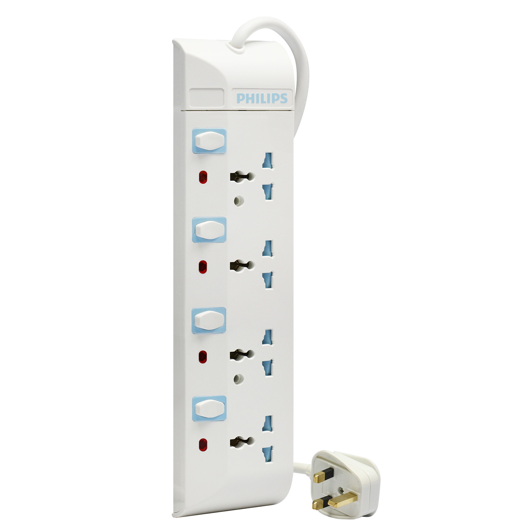 4 Universal outlets with individual switch 2 Meter cord extension socket | indicator Lights | Child Safety Shutters | Fire-resistant materials | BS Plug | 3250W | ESMA Certified  IEC 60884-I