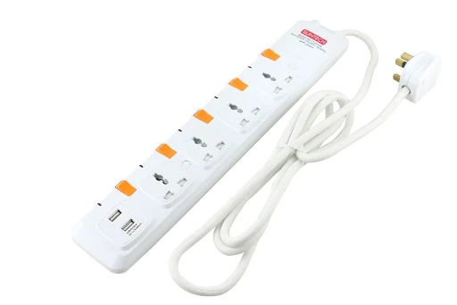 SUNTECH 4-In-1 Extension Socket White 4 WAY 2M WITH USB 7134USB