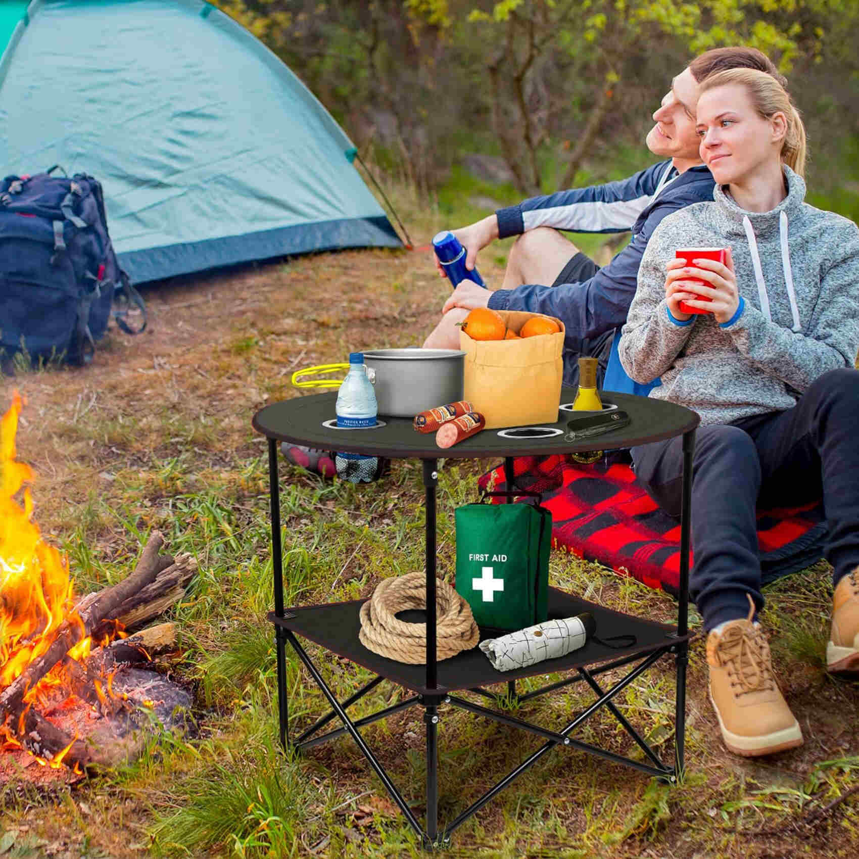 Small fold store up camping table