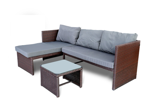 3pcs  Outdoor and indoor sofa set Including 2seater+1xChaise+table