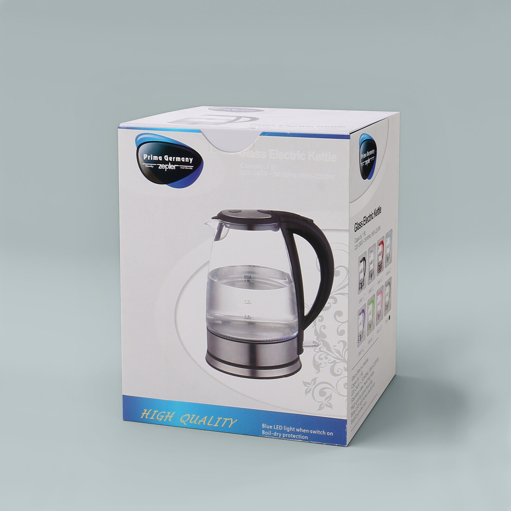 2200W 1.8L Electric kettle GlassTeapot Water kettle Hot Warm Water