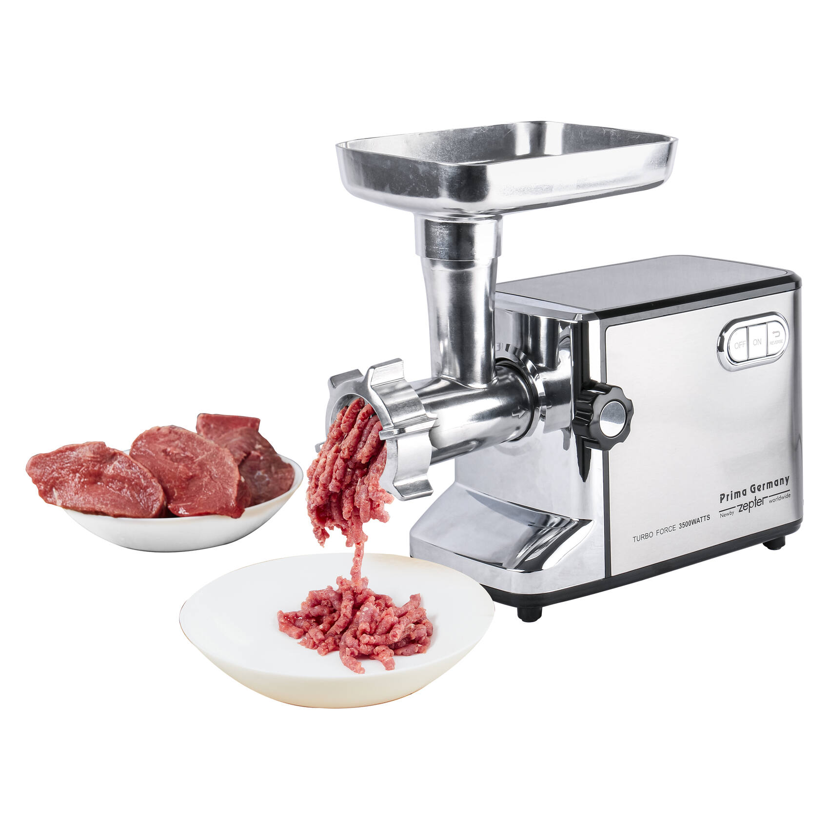PRIMA MEAT GRINDER 3500W | HEAVY DUTY MOTOR | STAINLESS STEEL PANNEL | STAINLESS STEEL BODY | SAFTY CIRCUIT BREAKER TO PREVENT MOTOR BURN OUT | STAINLESSSTEEL CUTTING BLADE MG-2