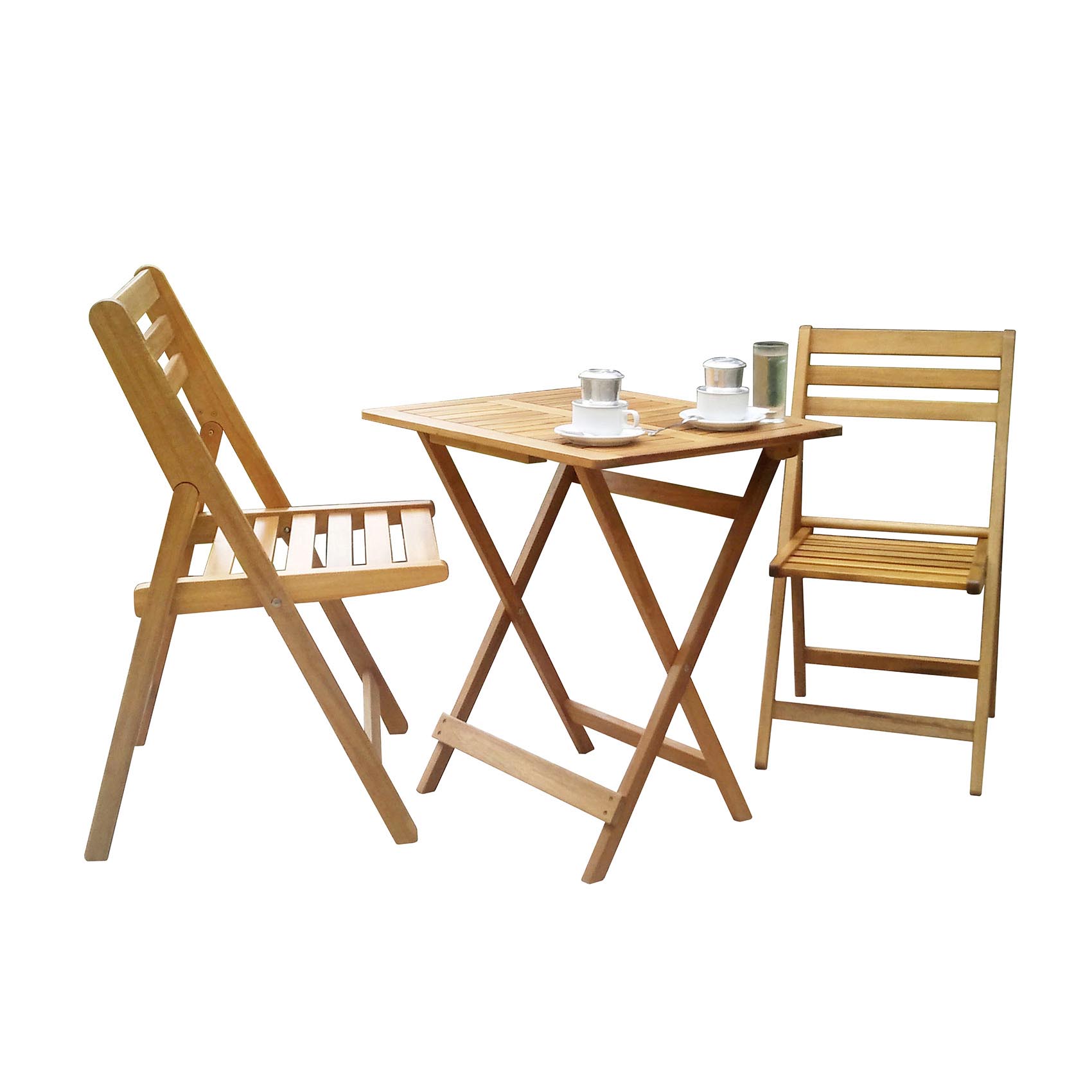 CAMPMATE WOODEN FOLDABLE TABLE+2CHAIRS T220R+2C220