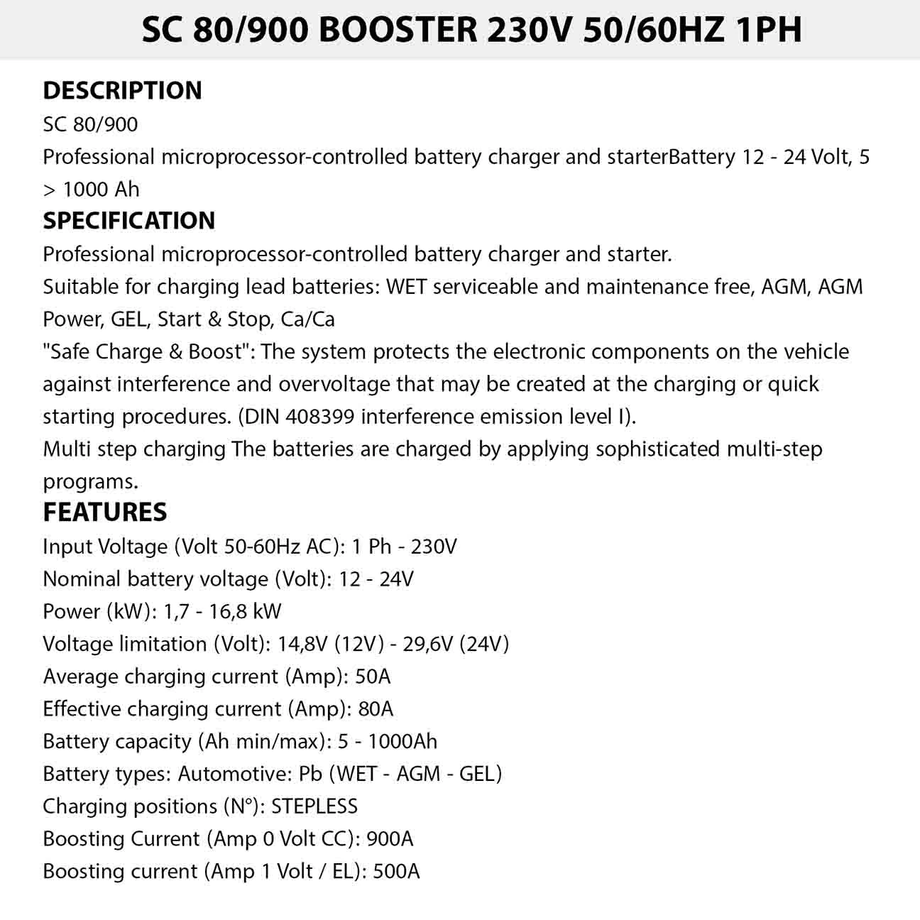 Carica batteria portatile DECA per batteria 12/24V CLASS12A 230V-50