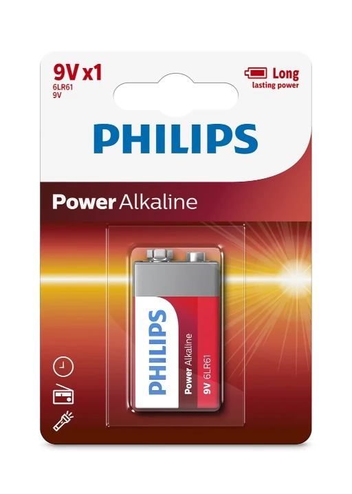 PHILIPS POWER ALKALINE BATTERY 9V 1 PIECES 6LR61P1B/97
