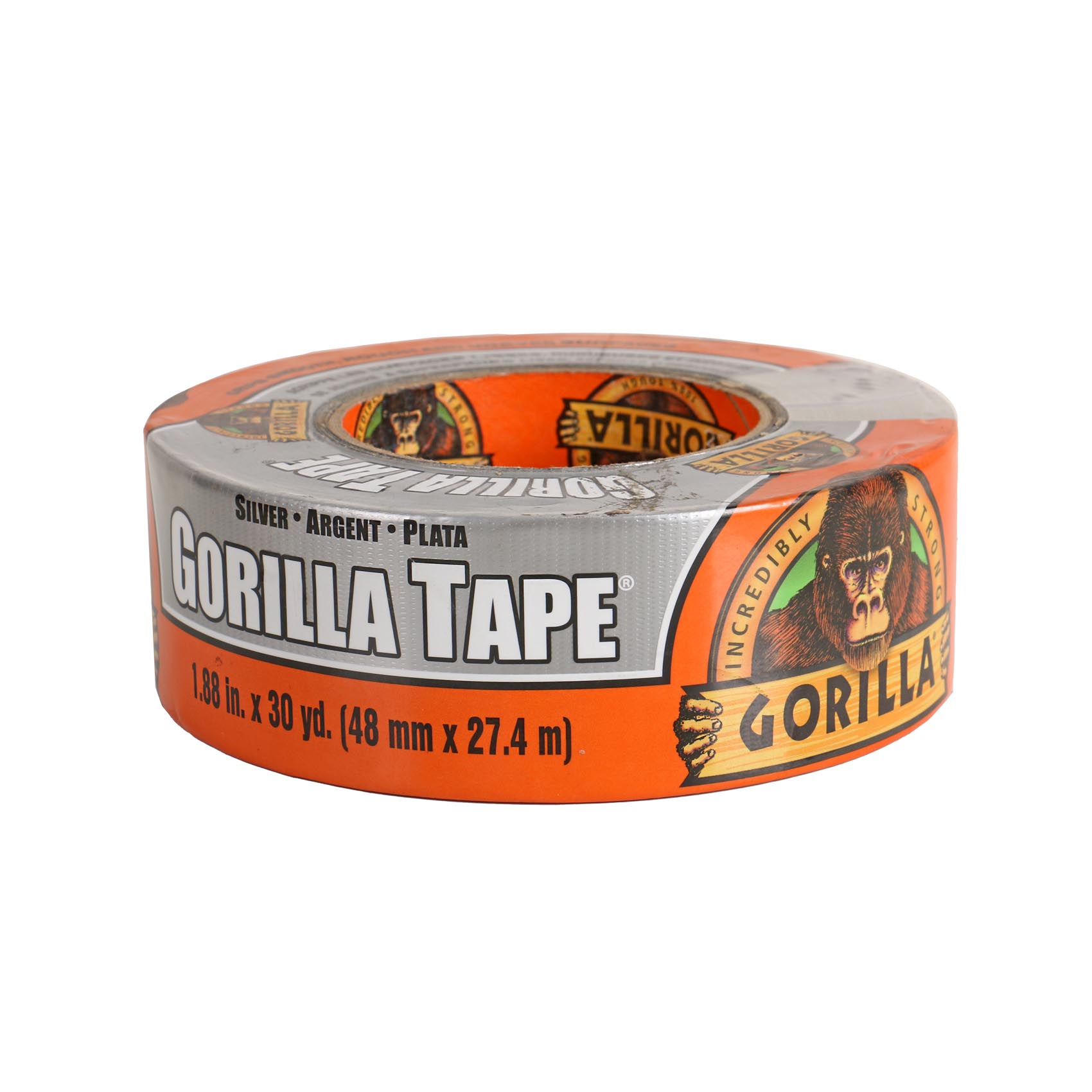 GORILLA 1.8" X 30 YD SILVER DUCT TAPE 105634 (6074004) | DOUBLE-THICK ADHESIVE | RUGGED - WEATHER-RESISTANT SHELL | TOUGH REINFORCED BACKING | MADE IN USA