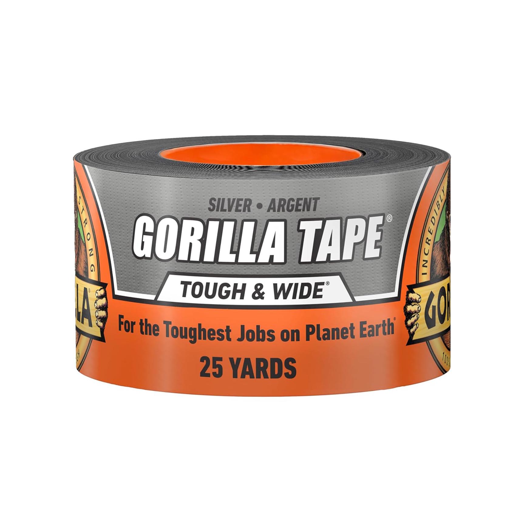 GORILLA 2.8" X 25YD SILVER DUCT TAPE TOUGH AND WIDE 105680 (6073502) | DOUBLE-THICK ADHESIVE | RUGGED - WEATHER-RESISTANT SHELL | TOUGH REINFORCED BACKING | MADE IN USA