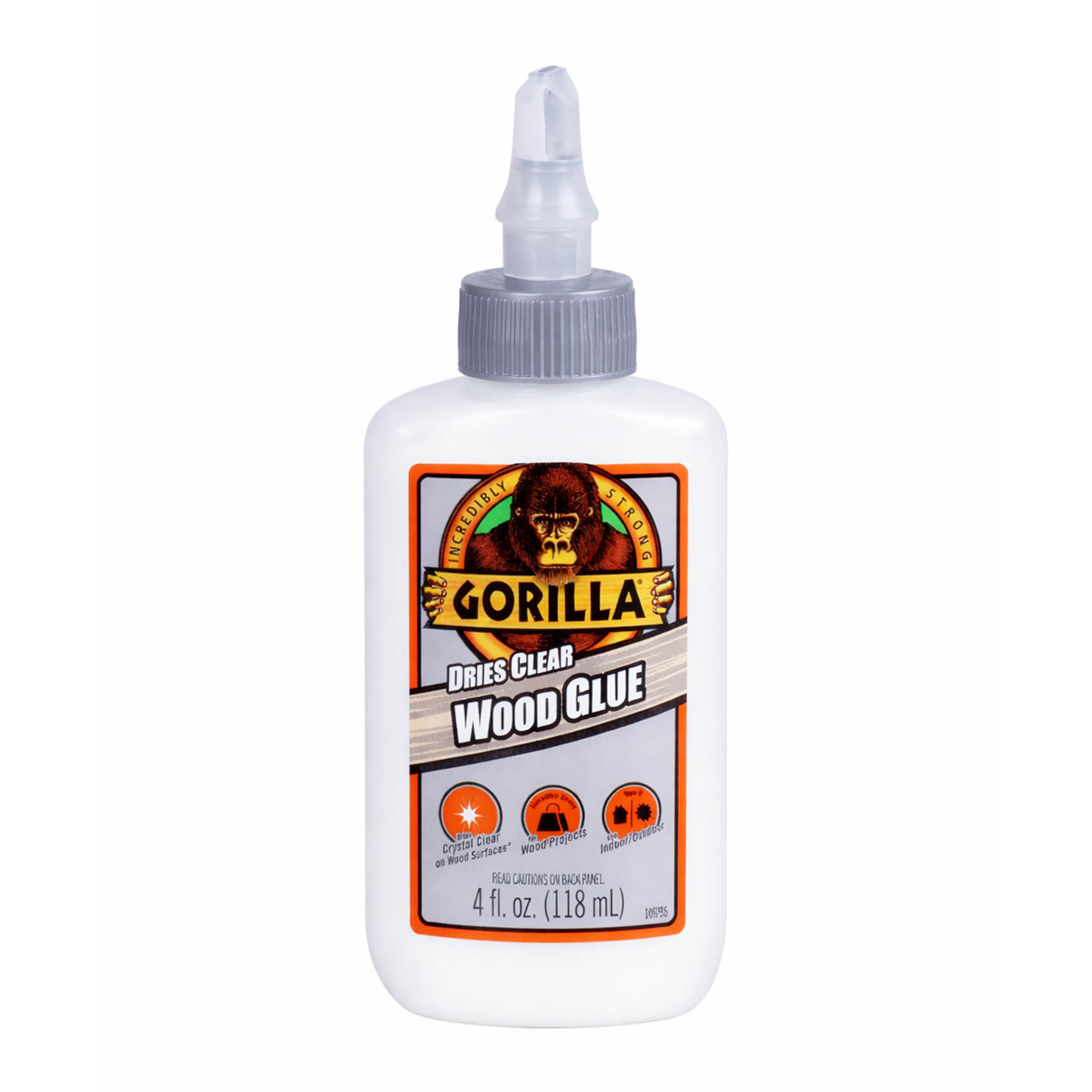 GORILLA 4FL.OZ - 118ML CLEAR WOOD GLUE 109788 | WATERPROOF | BONDING IN 20-30 MINUTES | MADE IN USA