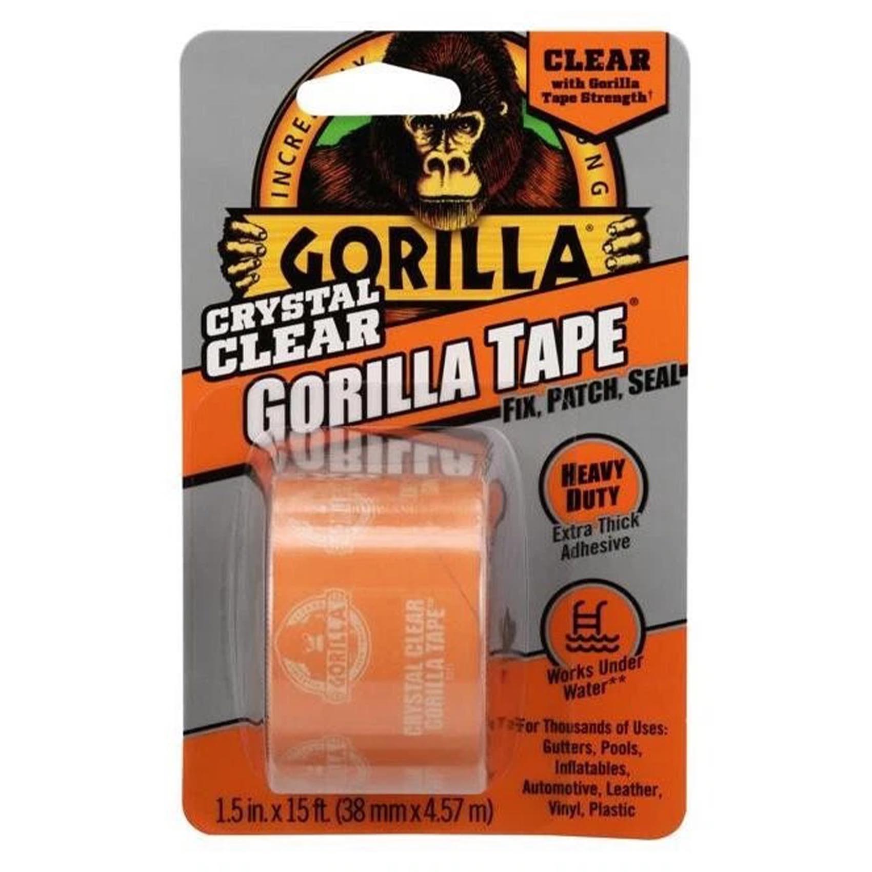 GORILLA 1.5" X 5 YARDS CRYSTAL CLEAR TAPE 6015002 | FIX - PATCH - SEAL EXTRA THICK | FLEXIBLE | WORK UNDER WATER | UV RESISTANT | MADE IN USA
