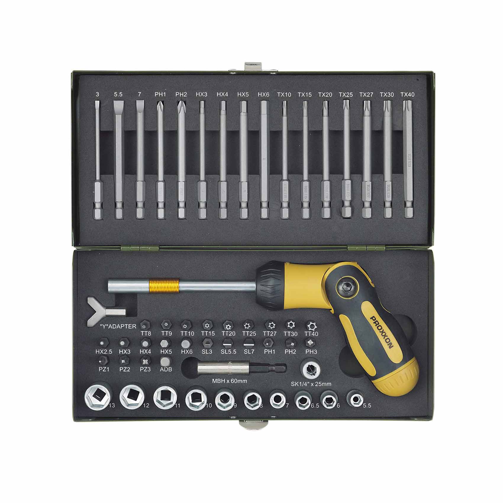 PROXXON 23104 SCREWDRIVER SET 54PCS | INDUSTRIAL 1/4" DRIVE BIT & DRIVER KIT | CHROME VANADIUM STEEL | MADE IN GERMANY  