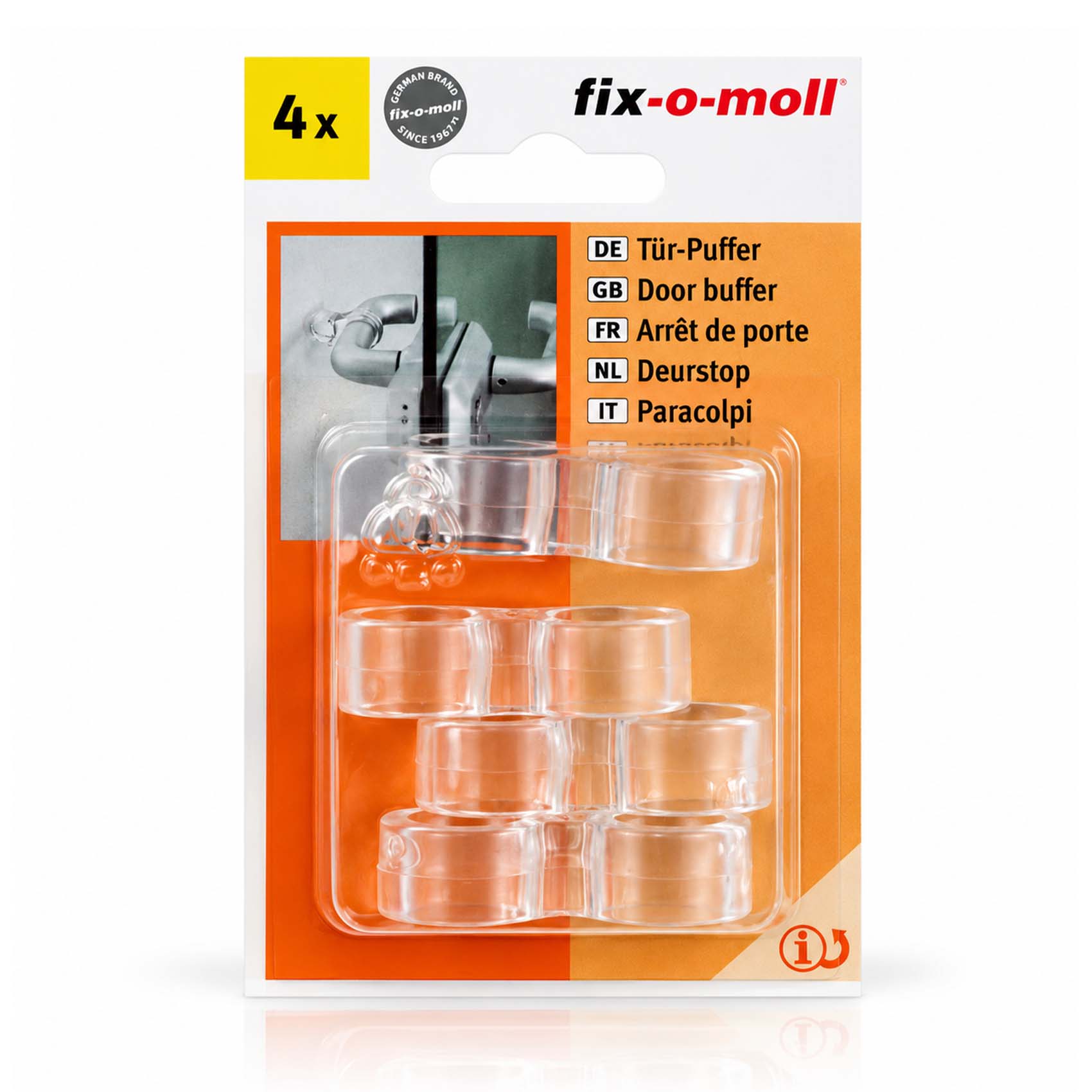 FIX-O-MOLL Door stop Door Stopper Bumper Wall Protector for Door Handle Commercial Office Home Door handle Stopper Easy Install Doorstop Door Bumper for Lever Handle Protect Walls Glass from Damage transparent 4PCS4007219007383_176.jpg