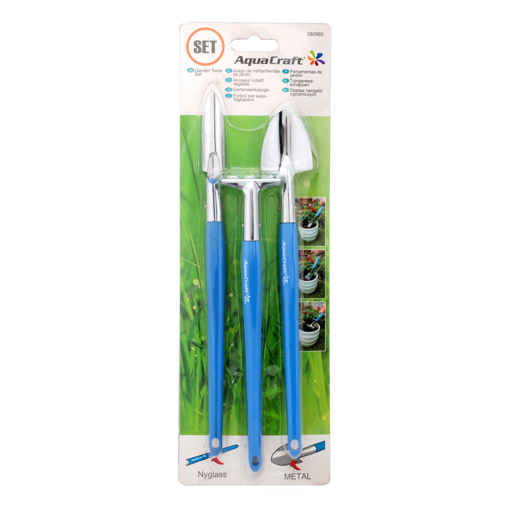 AQUACRAFT 3 PCS MINI GARDEN TOOLS SET 380560 | TROWEL - TRANSPLANTER - CULTIVATOR | MADE IN TAIWAN