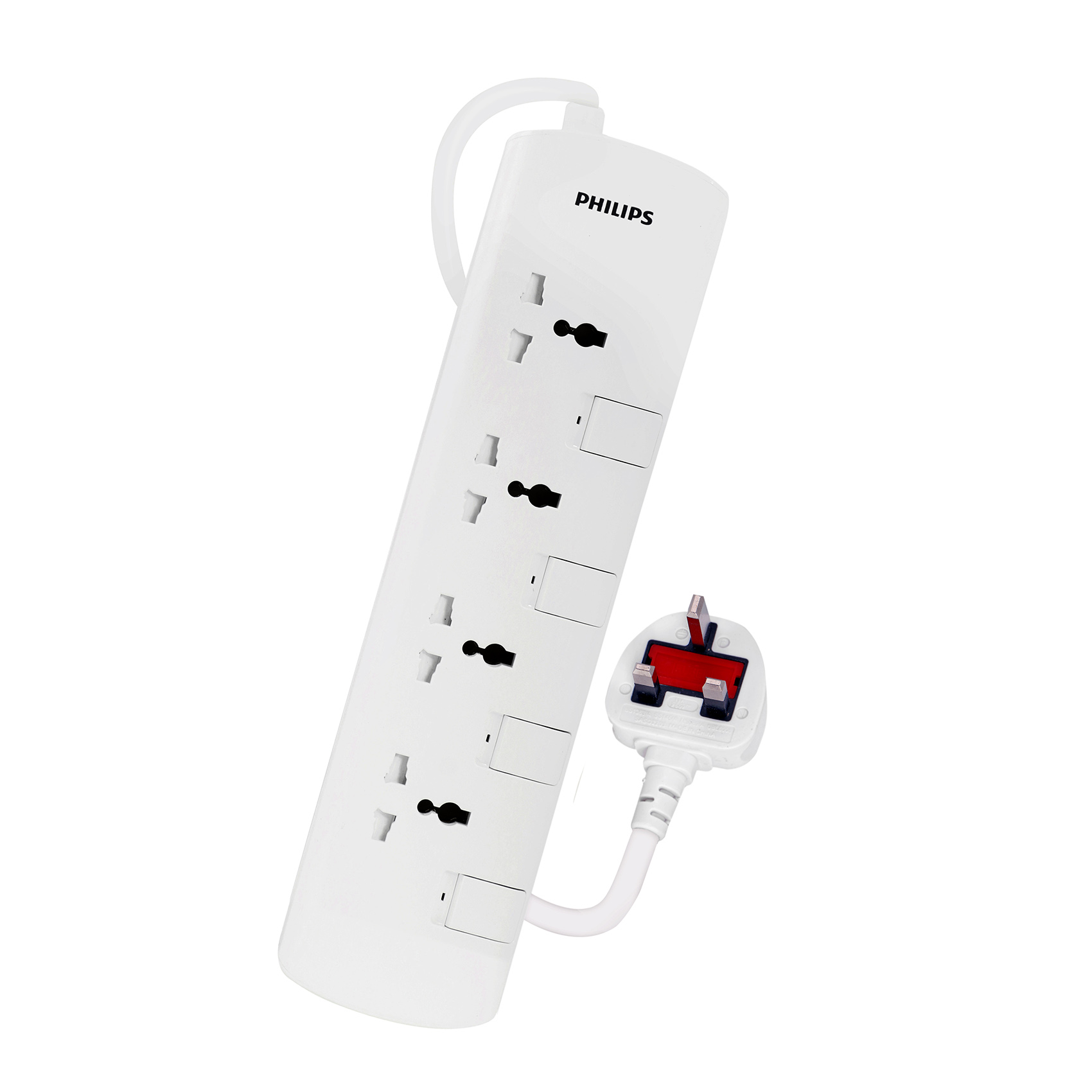 PHILIPS POWER EXTENSION SOCKET 4 OUTLETS 4 METER CABLE WITH INDIVID SWITCH SAFETY SHUTTER | Child Safety Shutters | Fire-resistant materials | BS Plug | 3250W | ESMA Certified SPN3140WC/56