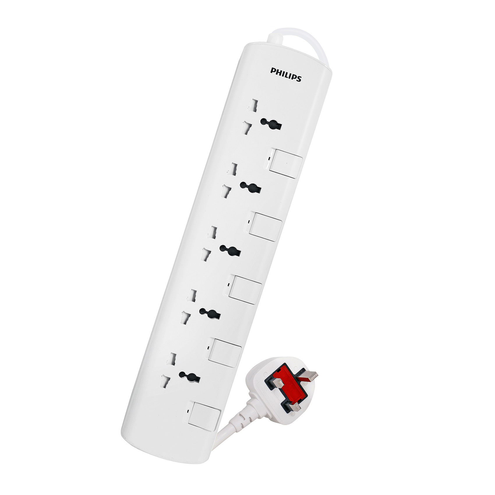 PHILIPS 5WAY 2M POWER EXTENSION SPN3150WA/56 WITH 5 OUTLETS, 2 METER CABLE, SAFETY SHUTTERS AND INDIVIDUAL SWITCHS | CHILD SAFETY SHUTTERS | 750C MAXIMUM FIREPROOF TEST TEMPERATURE | BS PLUG | ESMA CERTIFIED