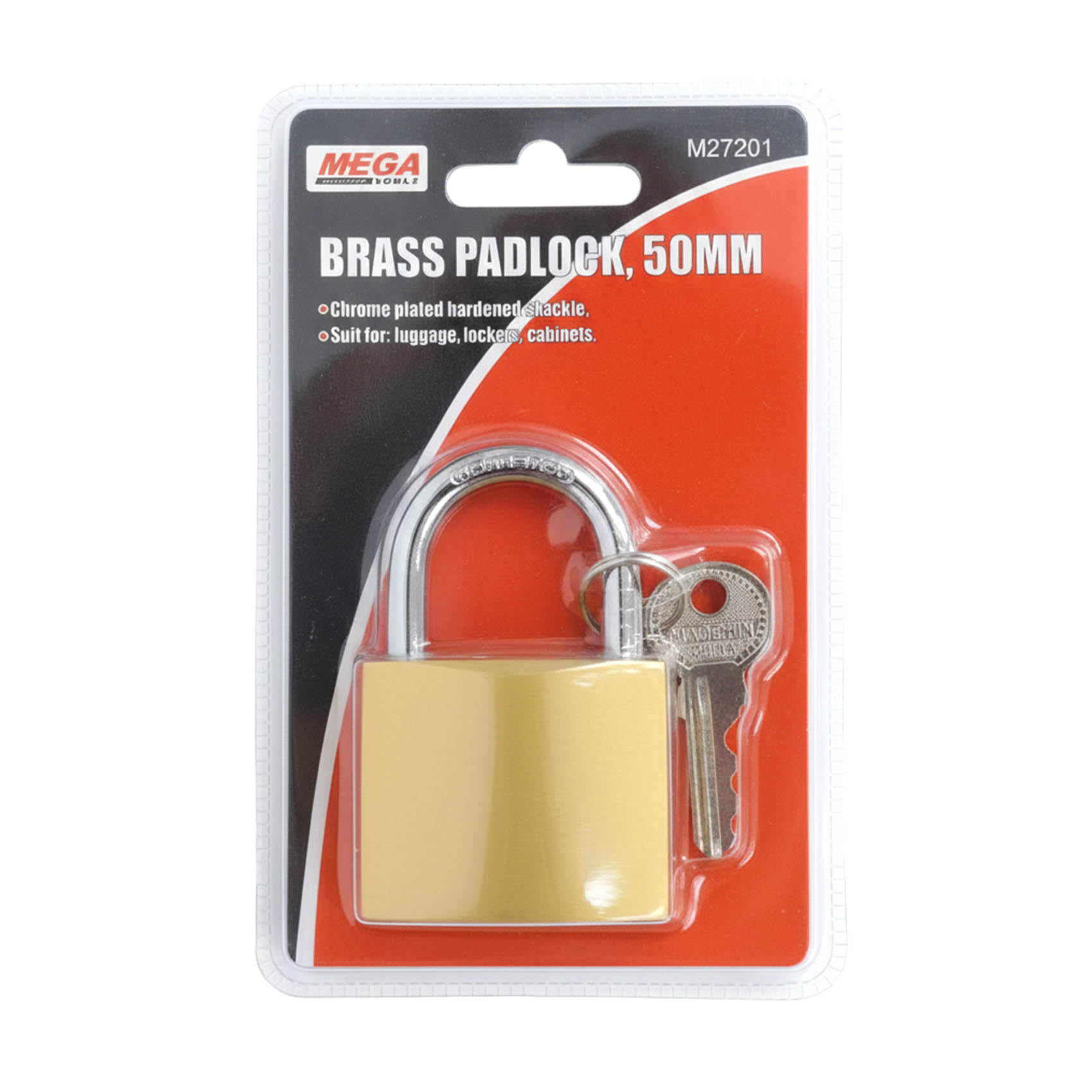 MEGA 50MM BRASS PADLOCK WITH 3 KEYS M27201 - Image 2