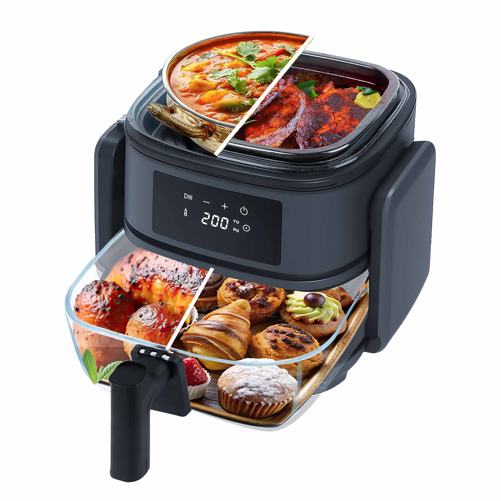 NAMSON 5L ALL COOK 4 IN 1 AIR FRYER 1500W NA-8184 | OIL-FREE & LOW-FAT COOKING | COOL TOUCH | DIGITAL DISPLAY | TEMPERATURE CONTROL | GRILL - BAKE - FRY AND CURRY | 2 YEARS WARRENTY