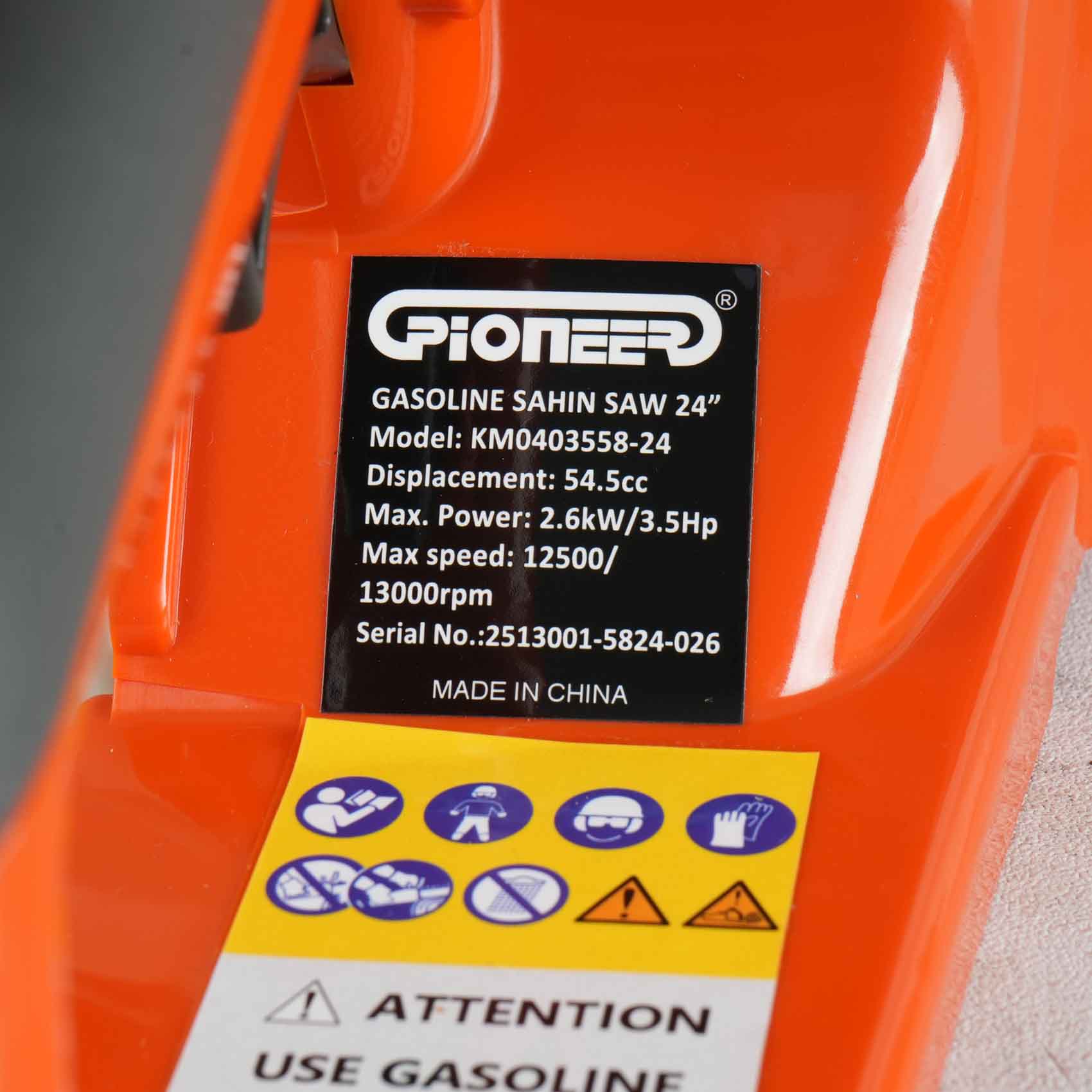 PIONEER KNK 24" GASOLINE CHAIN SAW 520ML KM0403558-24 2.6KW | IDEAL FOR SMALL HOUSEHOLD JOBS| GARDEN POWER TOOLS - Image 4