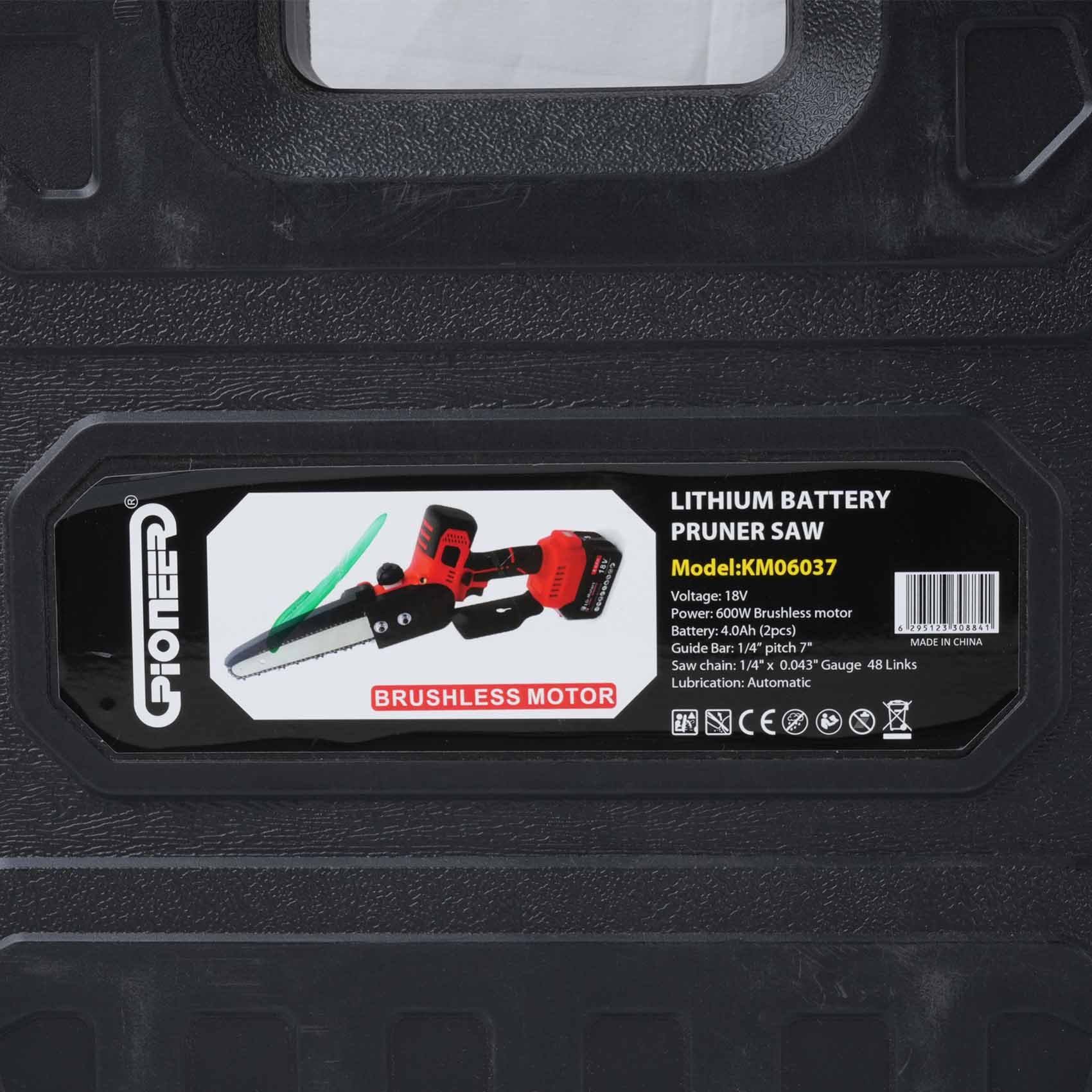 PIONEER KNK 7" RECHARGEABLE ELECTRIC PRUNING SAW KM06037 | 12 M/S PRODUCT SPEED | 600W BRUSHLESS MOTOR | AUTOMATIC LUBRICATION | 18V-4AHX2 BATTERY CAPACITY | GARDEN POWER TOOLS - Image 5