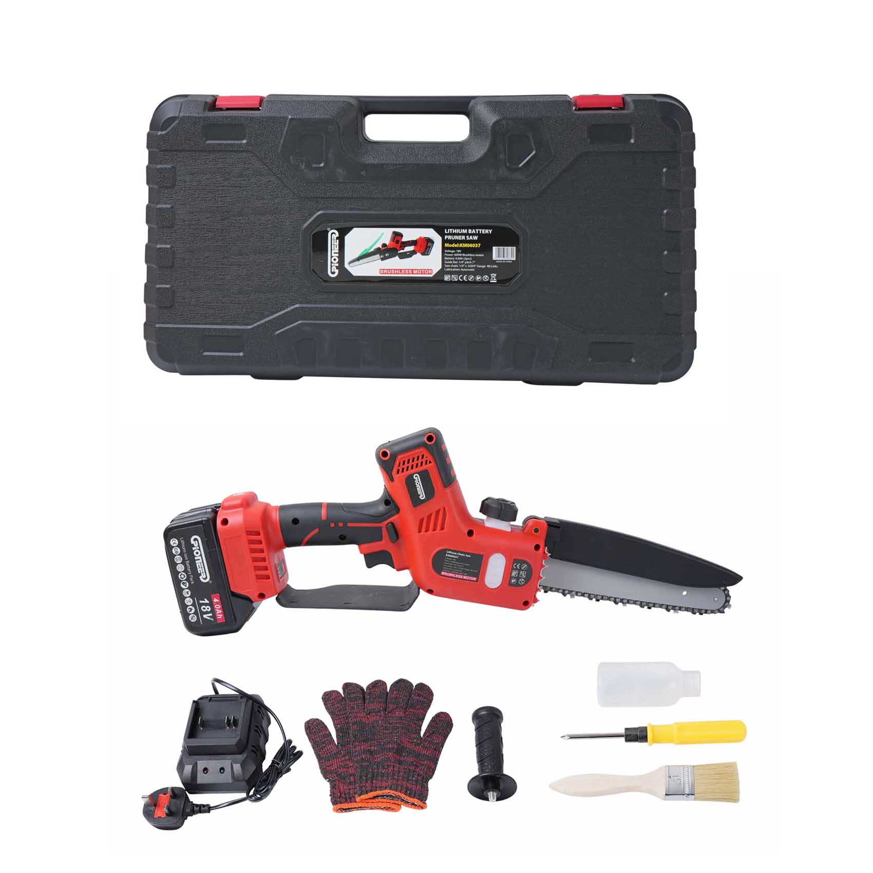 PIONEER KNK 7" RECHARGEABLE ELECTRIC PRUNING SAW KM06037 | 12 M/S PRODUCT SPEED | 600W BRUSHLESS MOTOR | AUTOMATIC LUBRICATION | 18V-4AHX2 BATTERY CAPACITY | GARDEN POWER TOOLS - Image 6