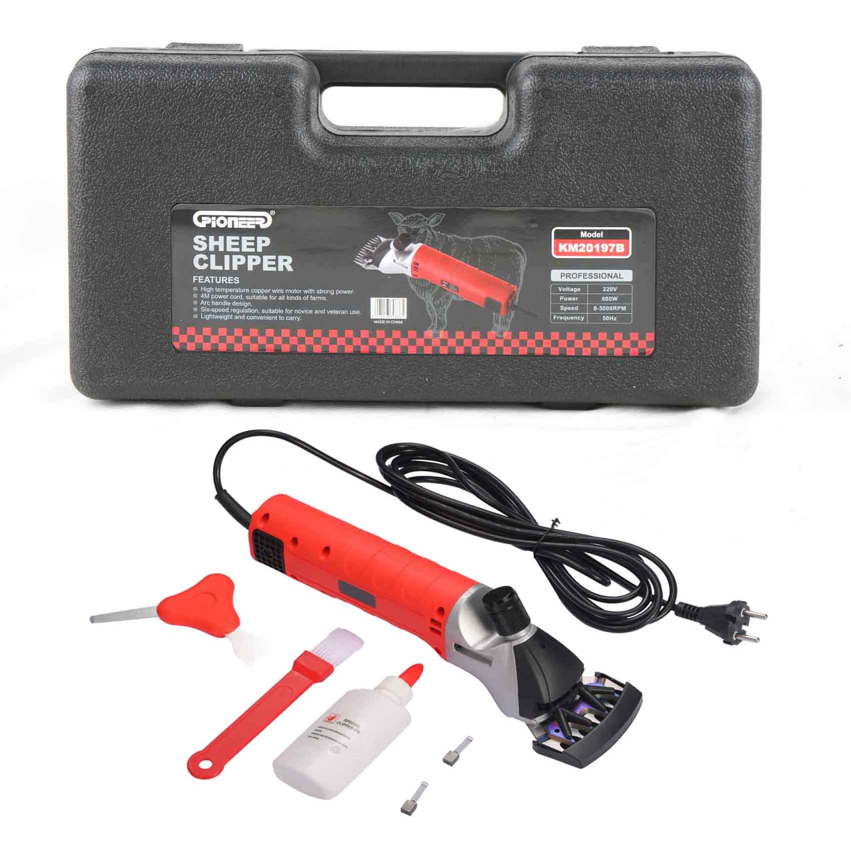 PIONEER KNK 600W 3" ELECTRIC SHEEP CALIPPER 220V KM20197B | 4M POWER CORD | 0-3000 RPM SPEED | ARC HANDLE DESIGN | 6 SPEED REGULATION | GARDEN POWER TOOLS - Image 4