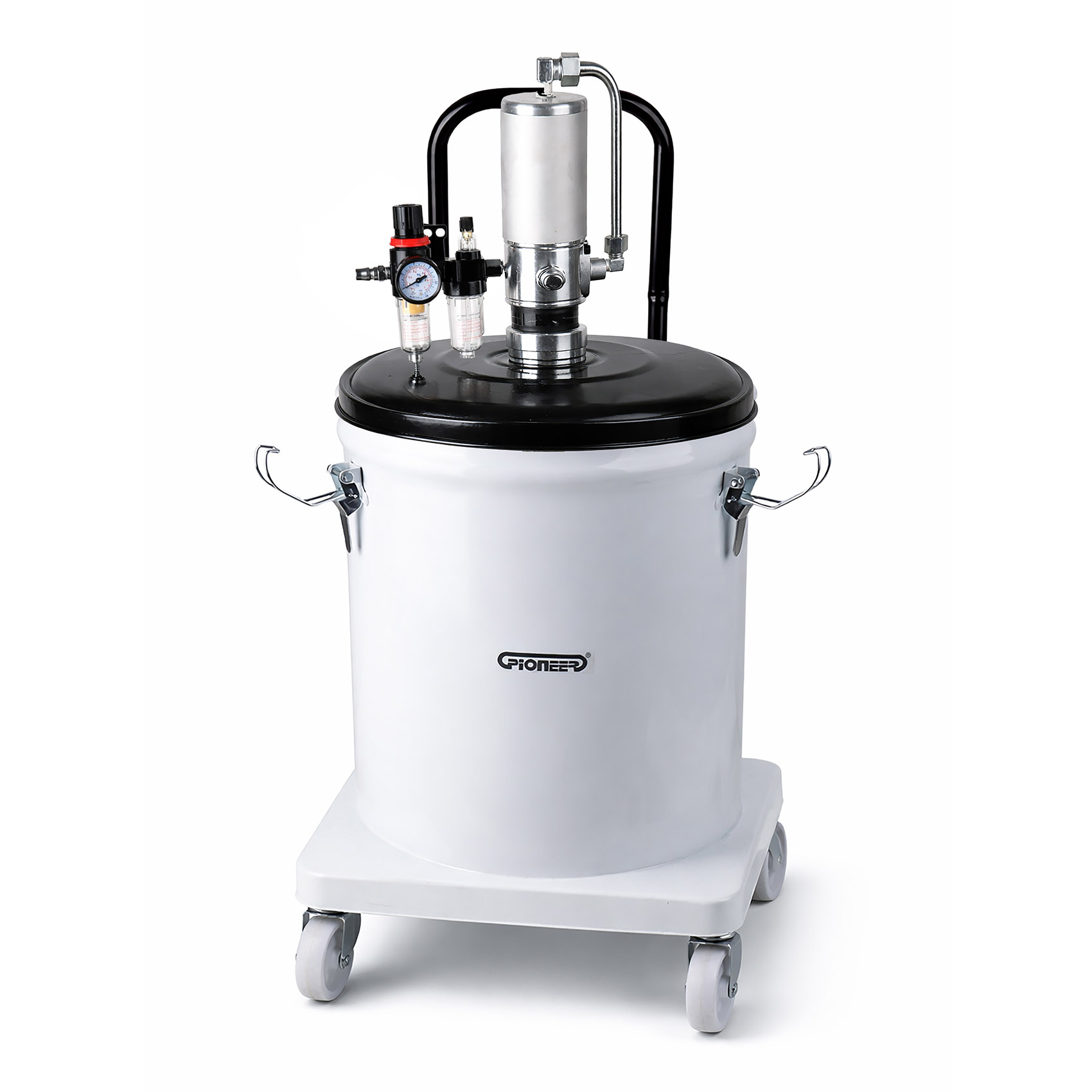 PIONEER 30L 1/2”-1/4” AIR-OPERATED WHEELED GREASE PUMP FOR 30KG 50:1 AGB-30 | AIR GREASE BUCKET | 10BAR/150PSI AIR PRESSURE | 400BAR / 5800PSI MAX. FLUID PRESSURE | PNEUMATIC TOOL
