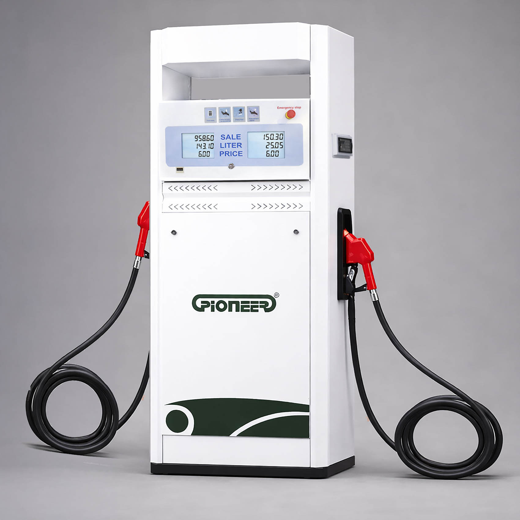 PIONEER DIESEL STATION WITH DOUBLE NOZZLE AC2121 | 2 DIGITAL SCREEN WITH KEY PADS | FUEL DISPENSER | 2 X 1/2" OUTLET -  1" INLET FUEL NOZZLES WITH HOSES