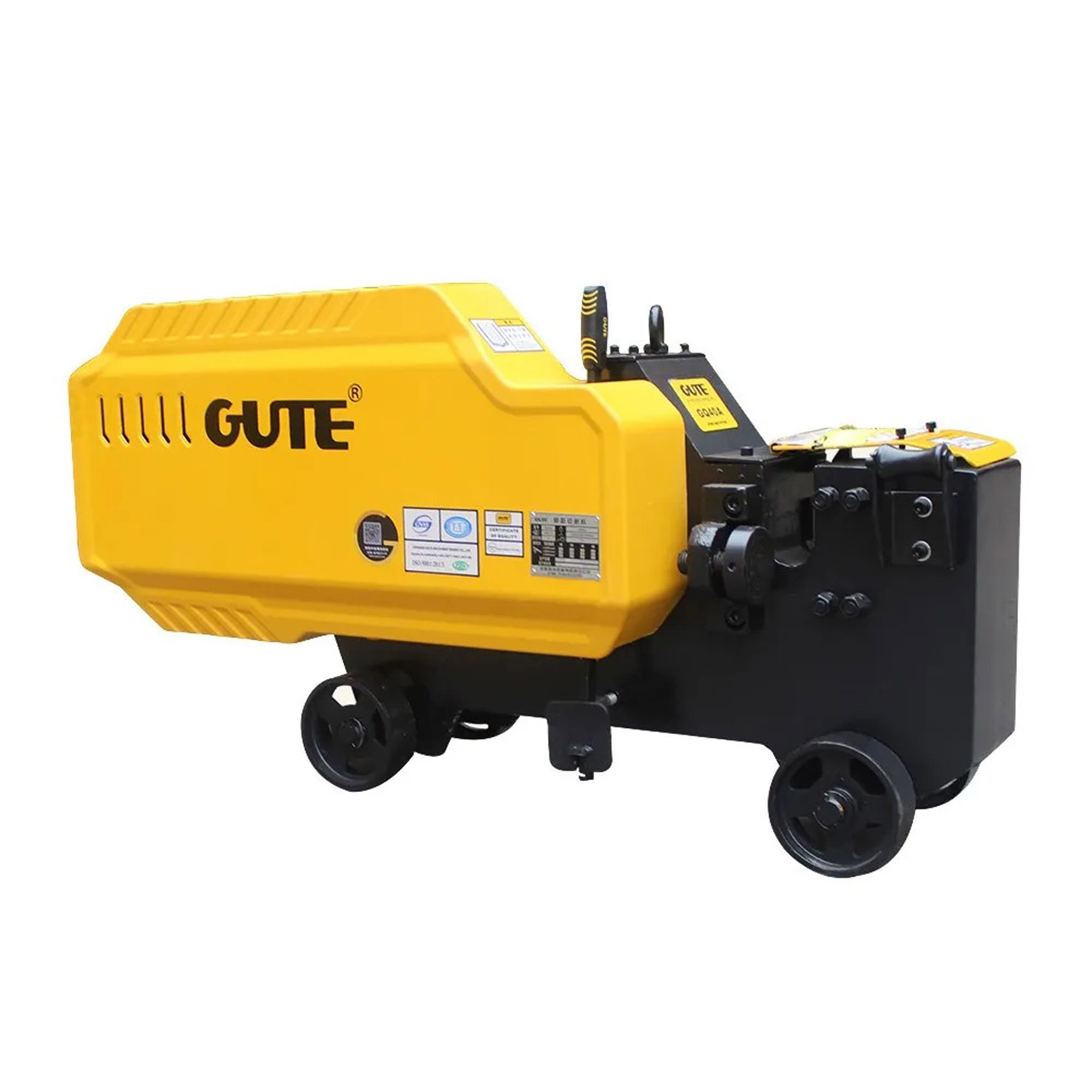 GUTE AUTOMATIC STEEL BAR CUTTER MACHINE 3KW GQ40A HEAVY-DUTY IRON REBAR CUTTER WITH 4 WHEELS | 48 T/MIN | CUTTING CAPACITY : 6-36 MM - FLAT STEEL CUTTING CAPACITY 60×15MM