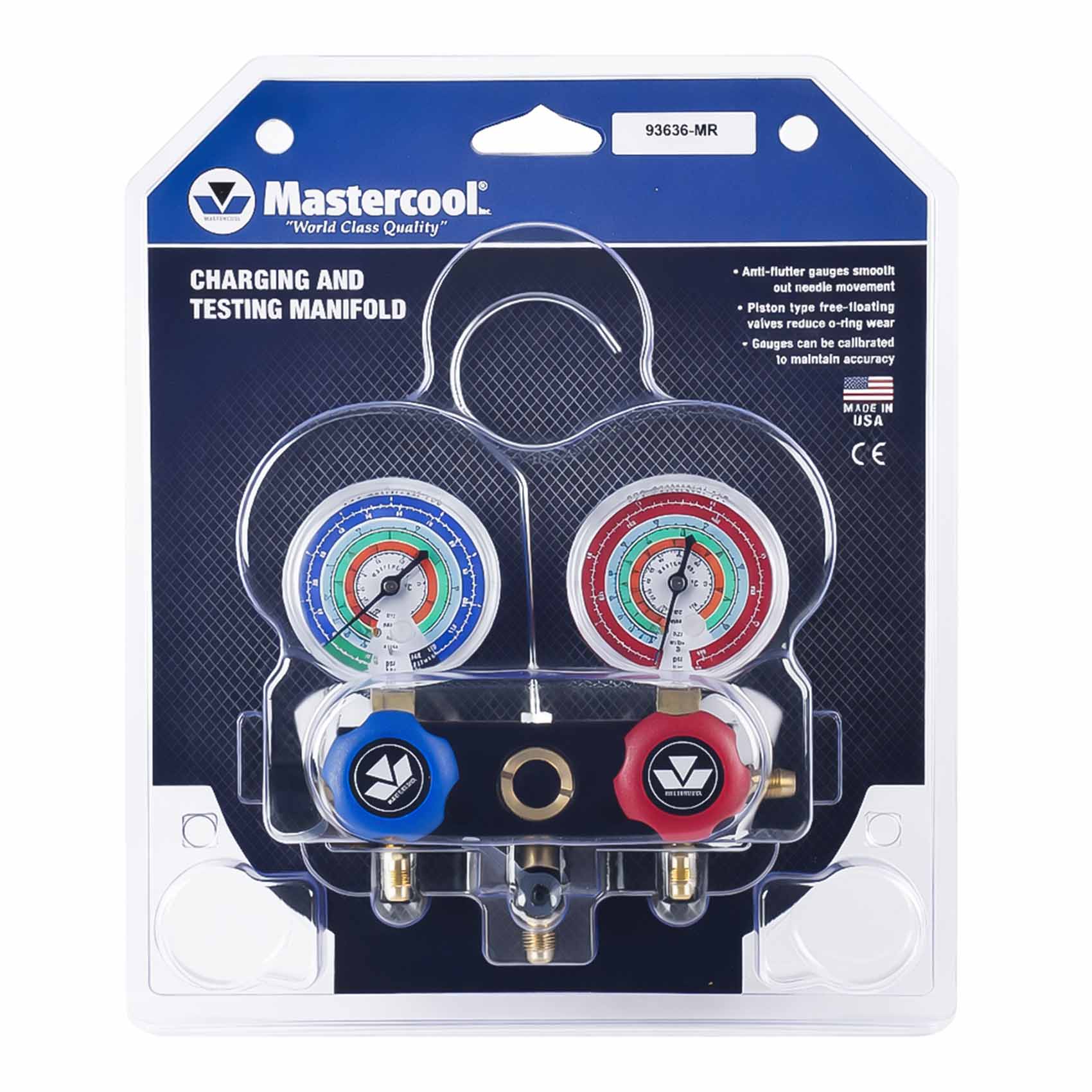 MASTERCOOL MANIFOLD 2-WAY ALUMINUM MANIFOLD 2V PISTON VALVES 63 MM GAUGES 93636-MR | MADE IN USA