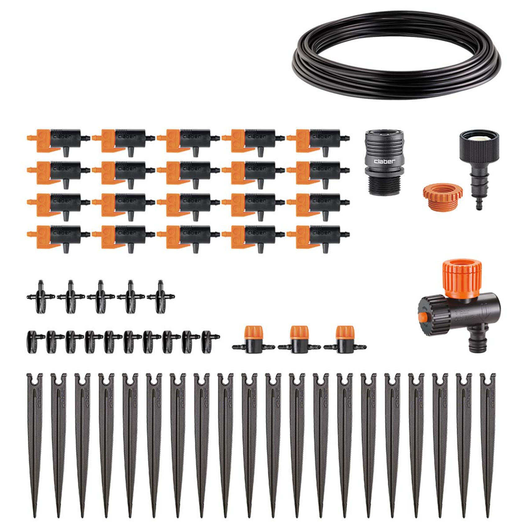 CLABER 1/4" DRIP STARTER KIT 20M 90764 | SUITABLE FOR UP TO 20 PLANTS WITH ADJUSTABLE DRIPPERS | GARDEN - PLANTING - AGRICULTURE - WATERING | MADE IN ITALY
