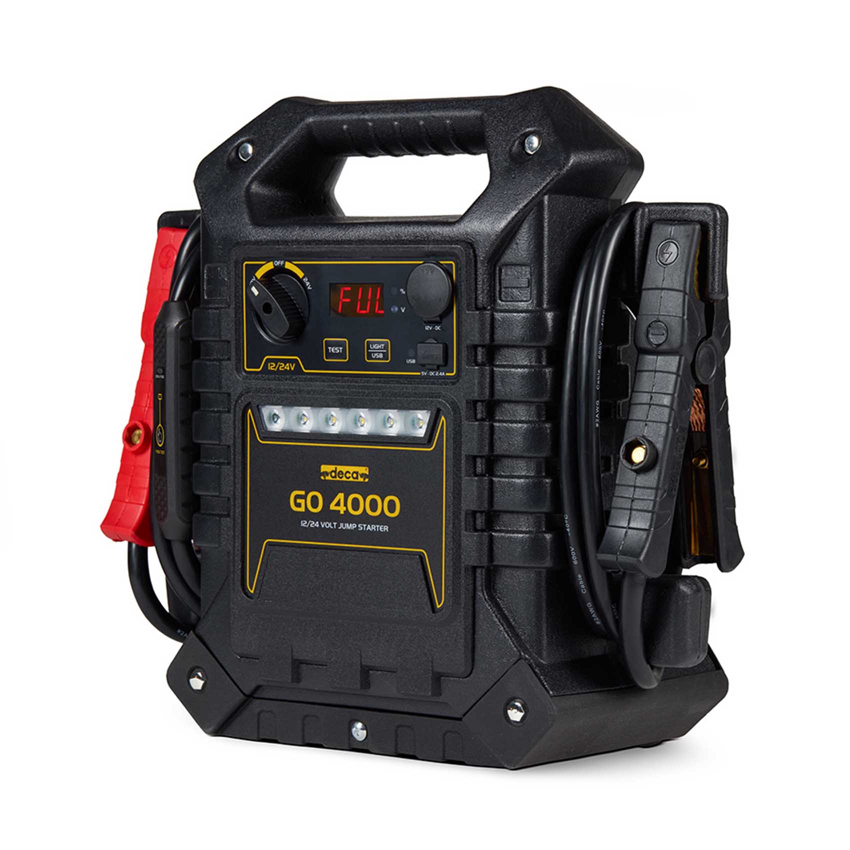 DECA 12/24V 4000A JUMP STARTER GO 4000 WITH LED LAMP 382100 | WITH LITHIUM BATTERIES, PEAK CURRENT 4000/2000A STARTER - POWERING ELECTRONIC DEVICES | QUICK START OF MOTORCYCLES, CARS AND VANS | GARAGE - WORKSHOP - ROADSIDE